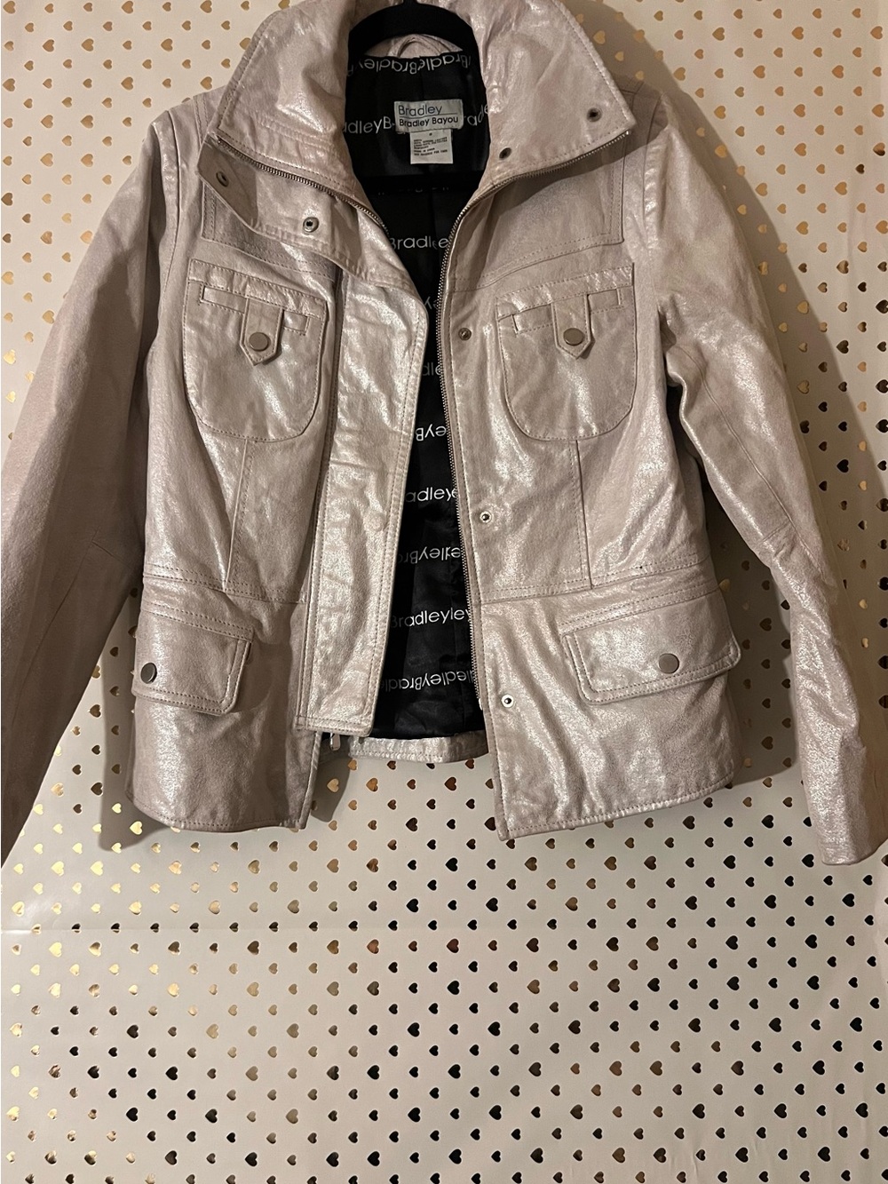 Bradley Bayou Metallic Cream Leather Jacket - Women's Shimmery Cream Moto